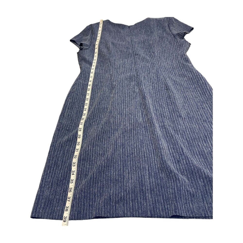 Connected Apparel Shift Dress Women's Medium Blue Polyester Stretch Back Zip - Picture 7 of 8